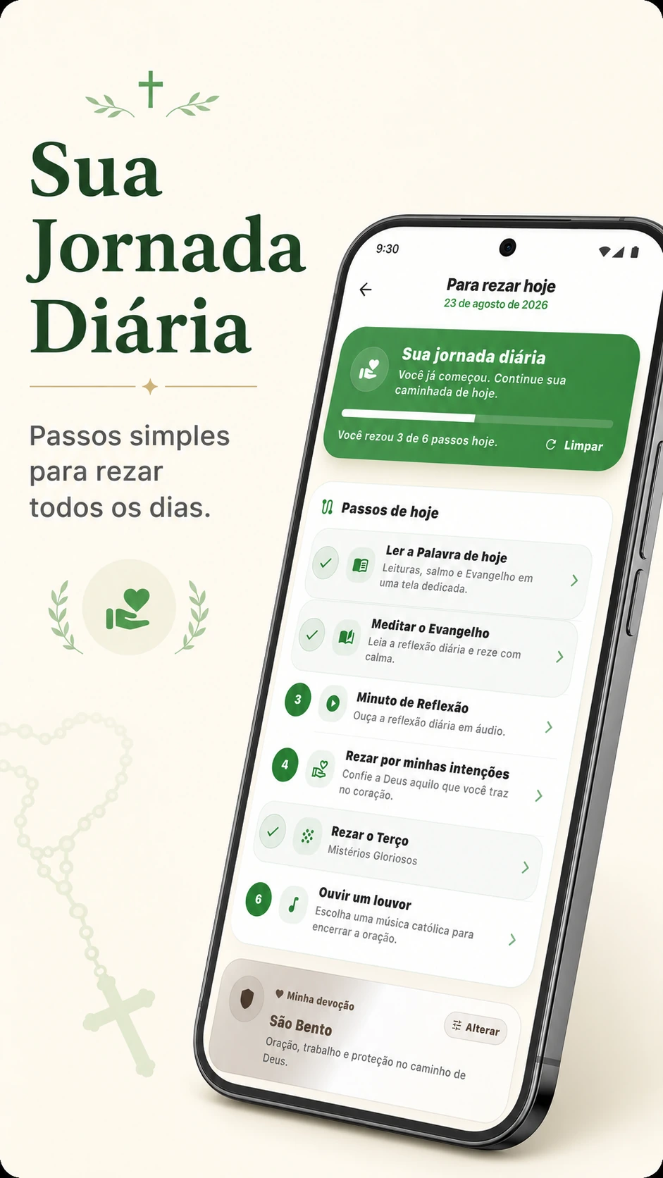 Tela da Jornada Diária de oração