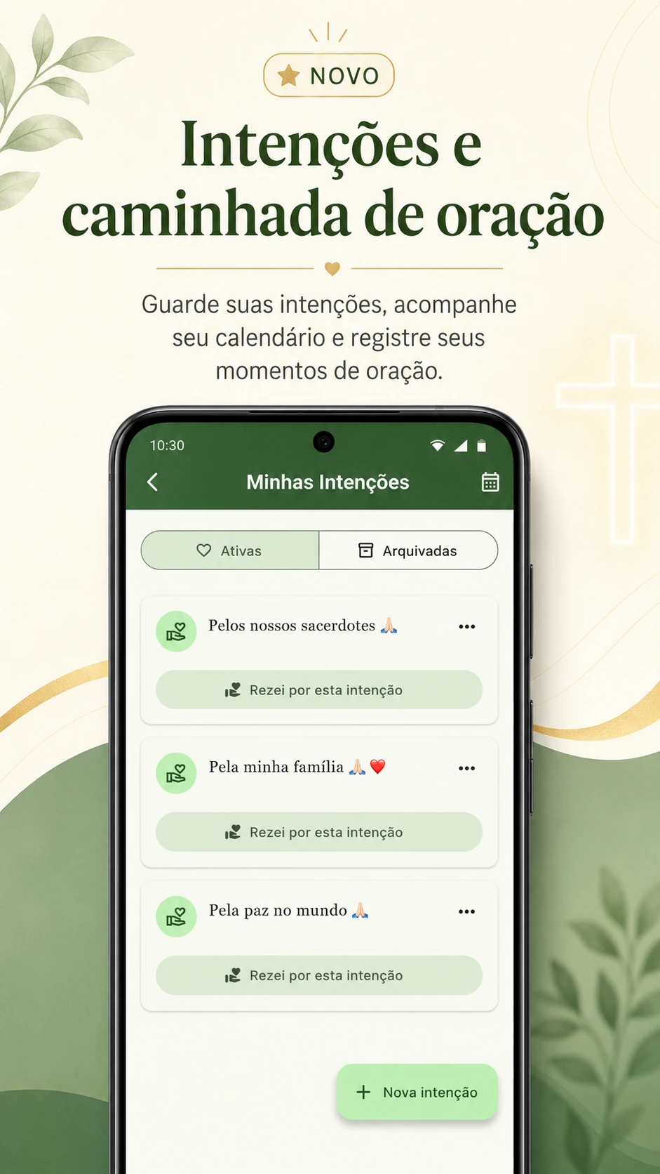 Tela Minha Vida de Oração com intenções e calendário